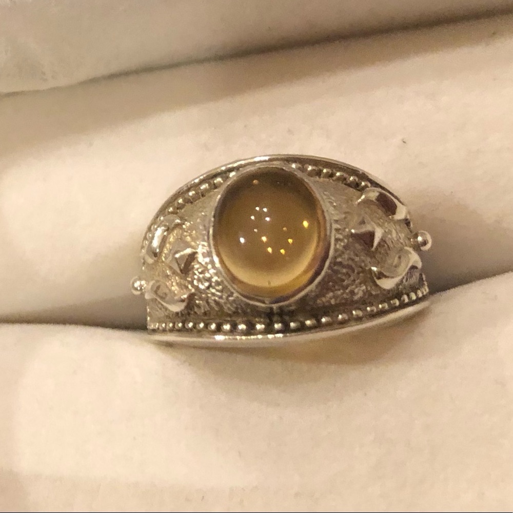 SS Citrine Cabochon Ring